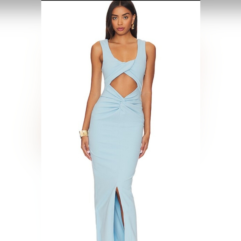 Chic Sky Blue Cut-Out Maxi Dress